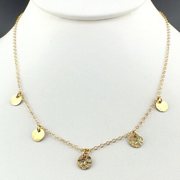 Kenda Kist Talia 14k Gold Filled gf Five textured Disc Gold Necklace - Picture 1 of 4